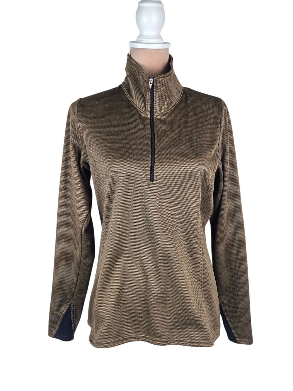Kerrits Quarter Zip Fleece Lined Tech Top Equestrian Riding Pullover Brown Mediu
